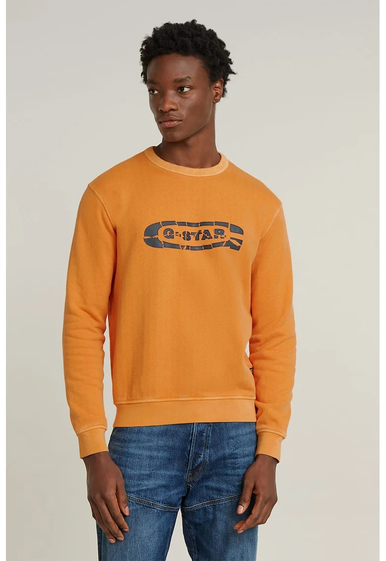 Bluza de trening de bumbac organic cu logo, Galben sofran