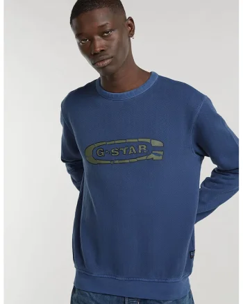 Bluza de trening de bumbac organic cu logo, Albastru inchis