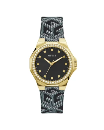 Ceas de dama  AVRIL, Quartz, cadran si curea negre, carcasa aurie 38mm, rezistent la apa 3 ATM