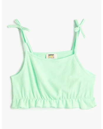 Top crop cu decolteu patrat, Verde menta