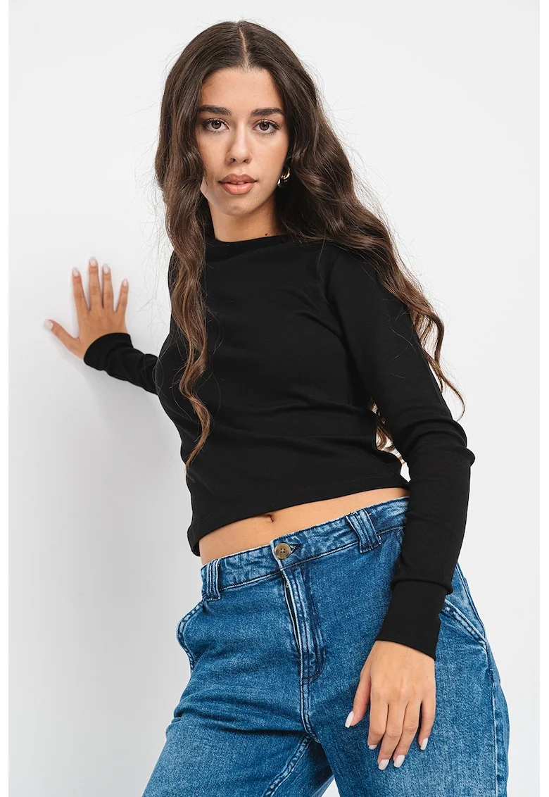 Bluza cu decolteu barcuta Minna, Negru