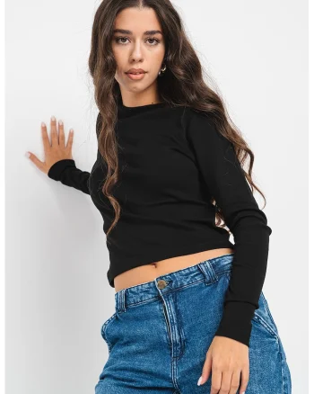 Bluza cu decolteu barcuta Minna, Negru