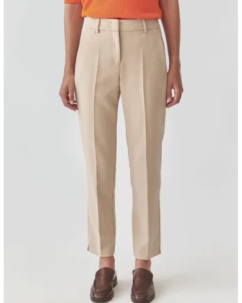 Pantaloni drepti cu talie inalta, Bej deschis