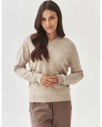 Pulover regular fit cu maneci lungi, Maro taupe deschis