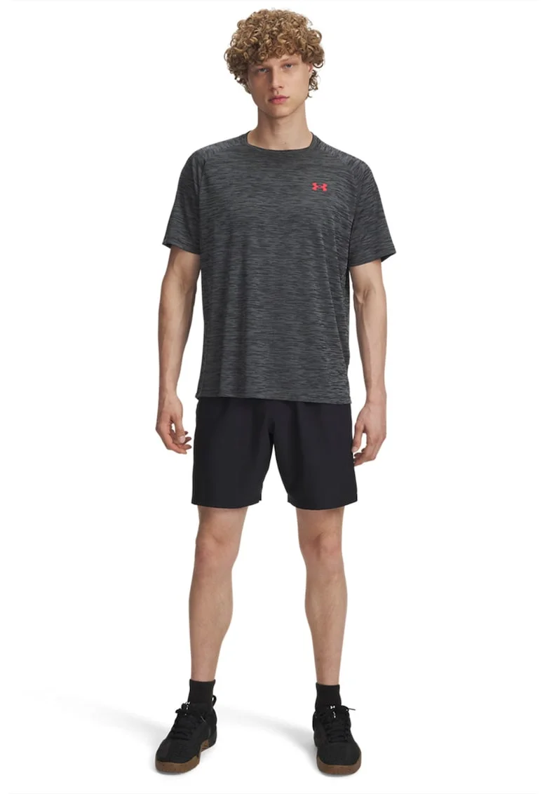 Pantaloni scurti cu logo, pentru fitness, Negru