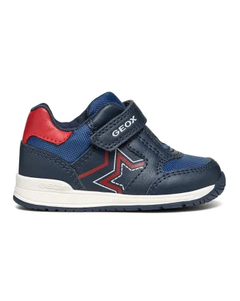 Pantofi sport din piele ecologica cu insertii din material textil, Bleumarin