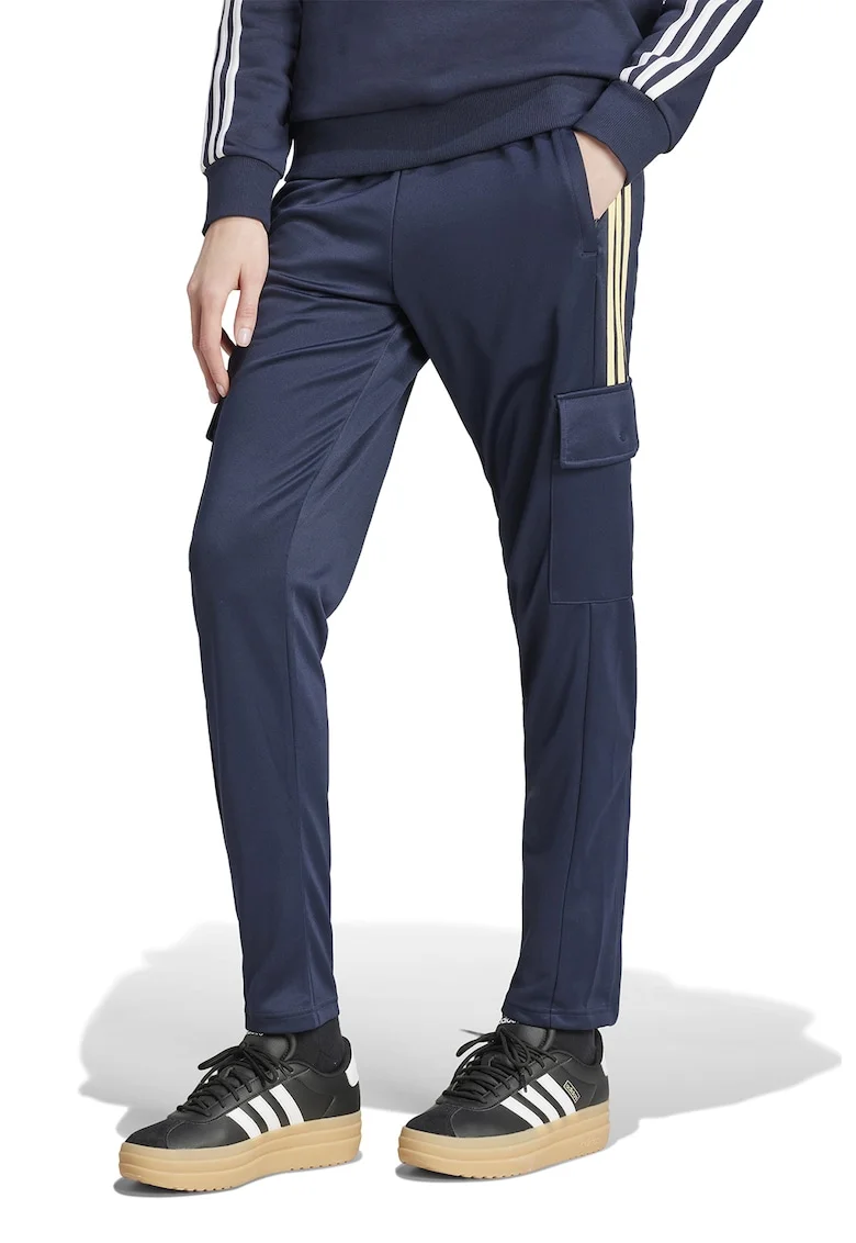 Pantaloni de trening cu snur si buzunare, Galben sofran/Bleumarin