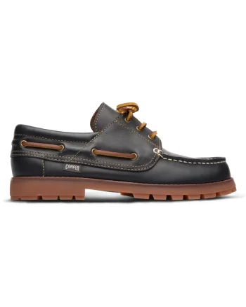 Pantofi boat de piele Compas, Maro
