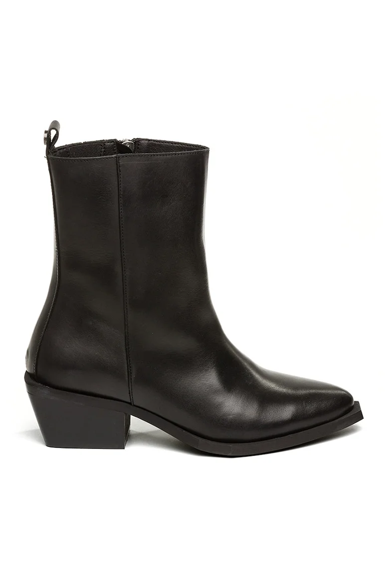 Botine de piele Xylena, Negru