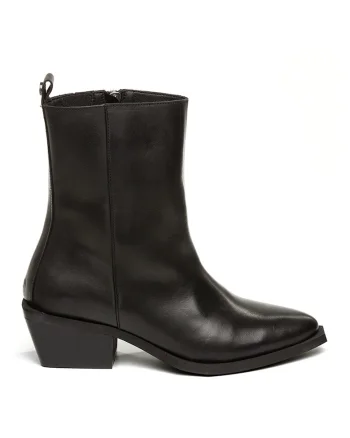 Botine de piele Xylena, Negru