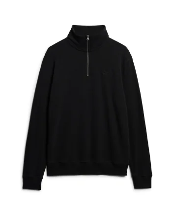 SUPERDRY, Bluza de trening cu fermoar scurt, Negru