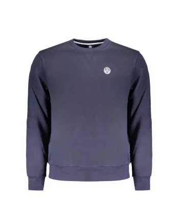 Bluza barbati fara fermoar cu decolteu la baza gatului si logo, Bleumarin, Bleumarin
