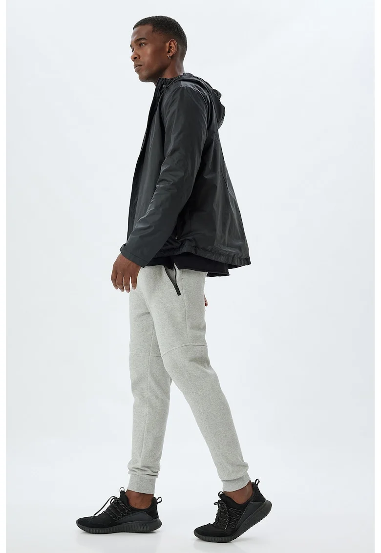 Pantaloni de trening cu buzunare cu fermoar, Gri deschis melange