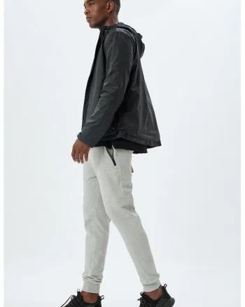 Pantaloni de trening cu buzunare cu fermoar, Gri deschis melange
