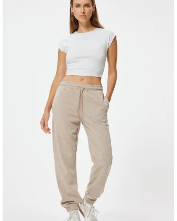 Pantaloni de trening cu buzunare laterale, Bej deschis