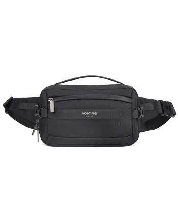 Borseta unisex cu buzunare multiple, Negru