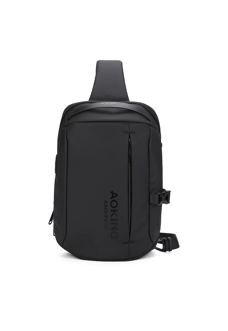 Geanta sling cu logo, Negru