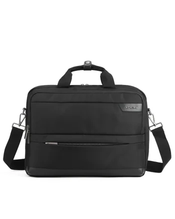 Geanta unisex din material textil cu fermoar pentru laptop, Negru