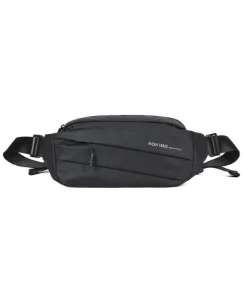 Borseta unisex cu detaliu logo, Negru