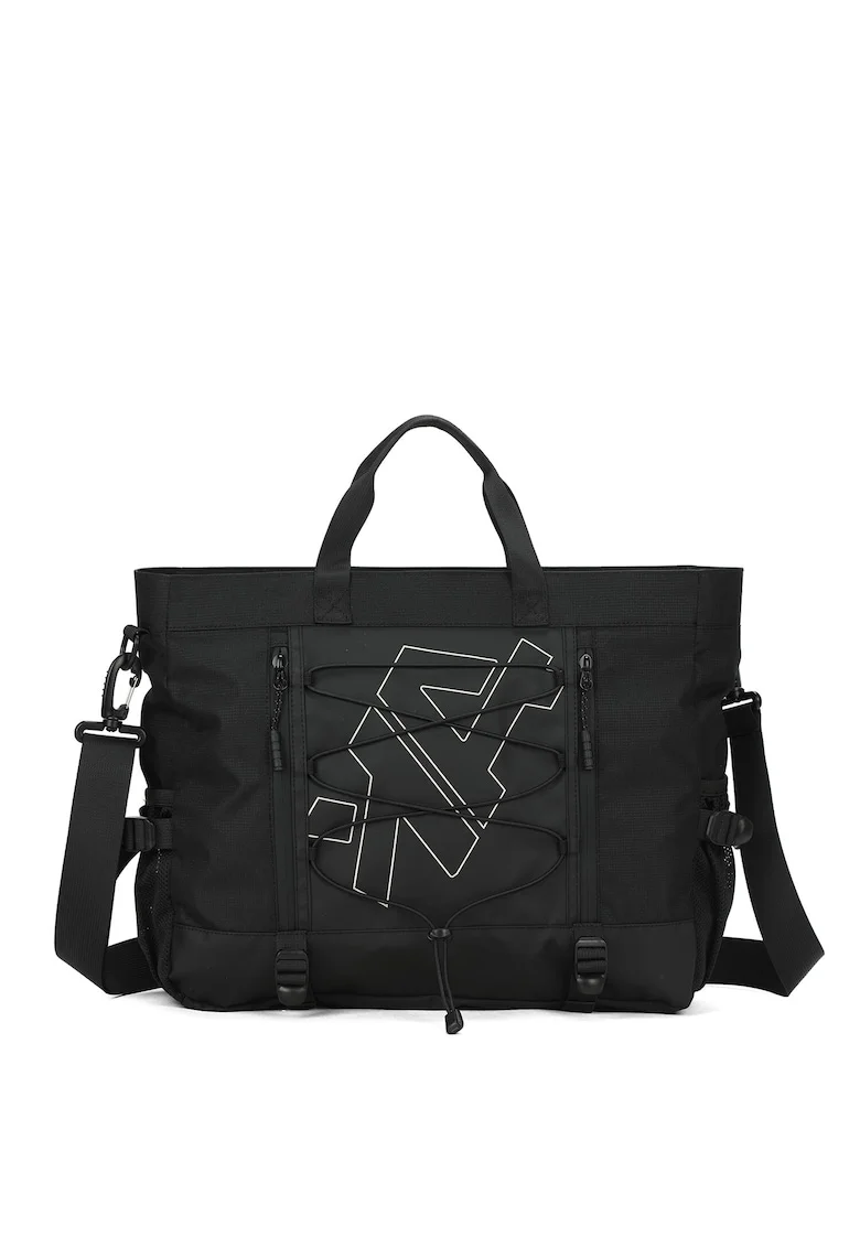Geanta shopper unisex cu bareta detasabila, Negru