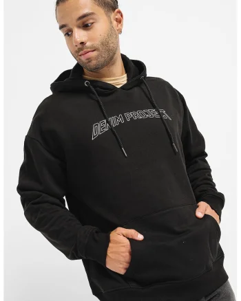 Hanorac cu imprimeu logo Clean, Negru