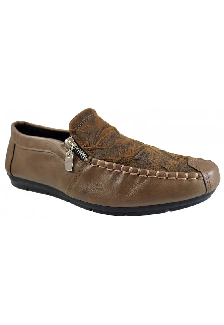 Mocasini Barbati, maro, model cu nervuri si fermoar - Corner