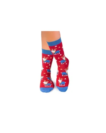 Sosete bumbac de craciun pentru copii Colour Cotton Ren Jucaus, 27-30EU, Rosu