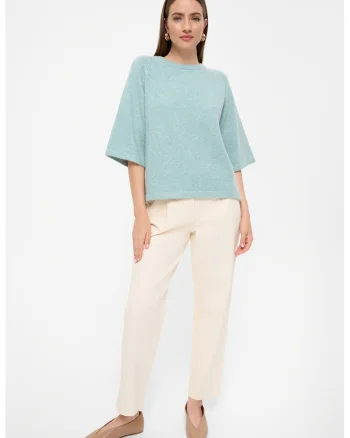 Pulover uni cu maneci medii, Verde deschis