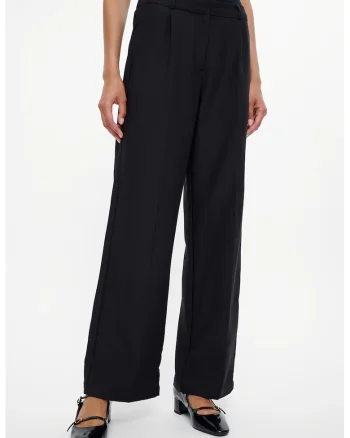 Pantaloni drepti cu talie inalta, Negru