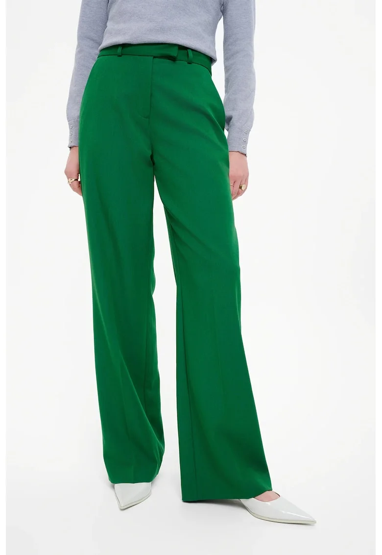 Pantaloni evazati cu buzunare oblice, Verde
