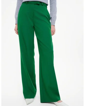 Pantaloni evazati cu buzunare oblice, Verde