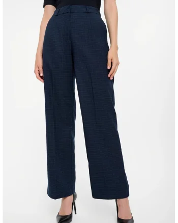 Pantaloni drepti cu talie inalta, Bleumarin