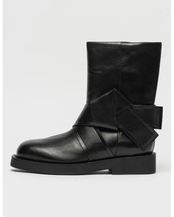 Ghete de piele cu funda Fawn, Negru