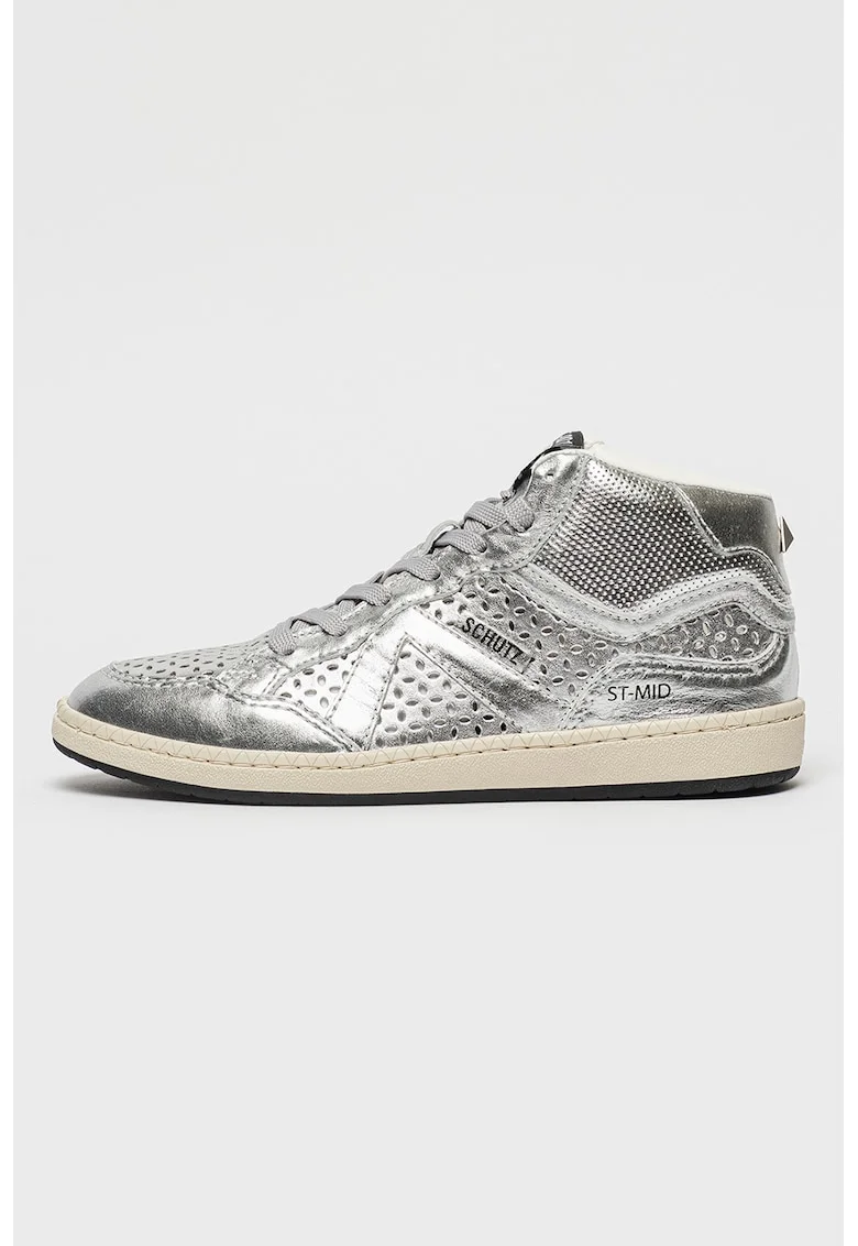 Pantofi sport mid-high cu aspect metalizat Evelin, Argintiu