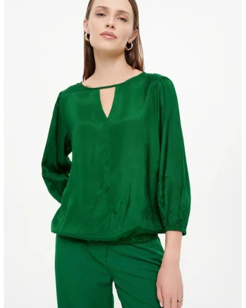 Bluza cu decupaj frontal, Verde