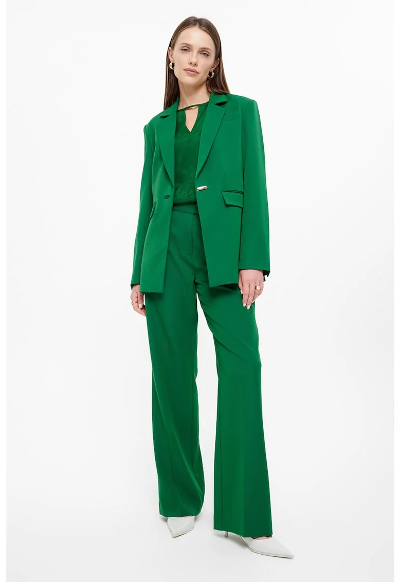 Sacou cu revere decupate si buzunare cu clapa, Verde