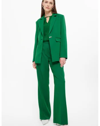 Sacou cu revere decupate si buzunare cu clapa, Verde