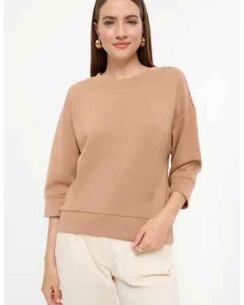 Bluza de trening cu maneci 3/4, Bej