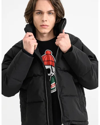 Jacheta cu model uni si fermoar, Negru