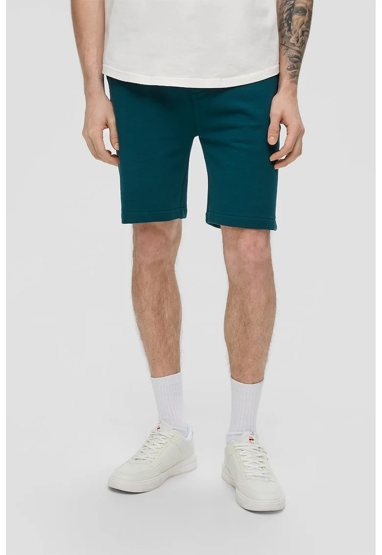 Pantaloni scurti de bumbac cu buzunare laterale, Albastru petrol