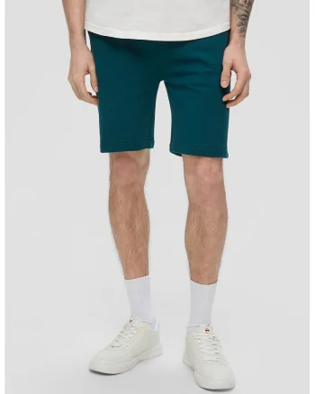 Pantaloni scurti de bumbac cu buzunare laterale, Albastru petrol
