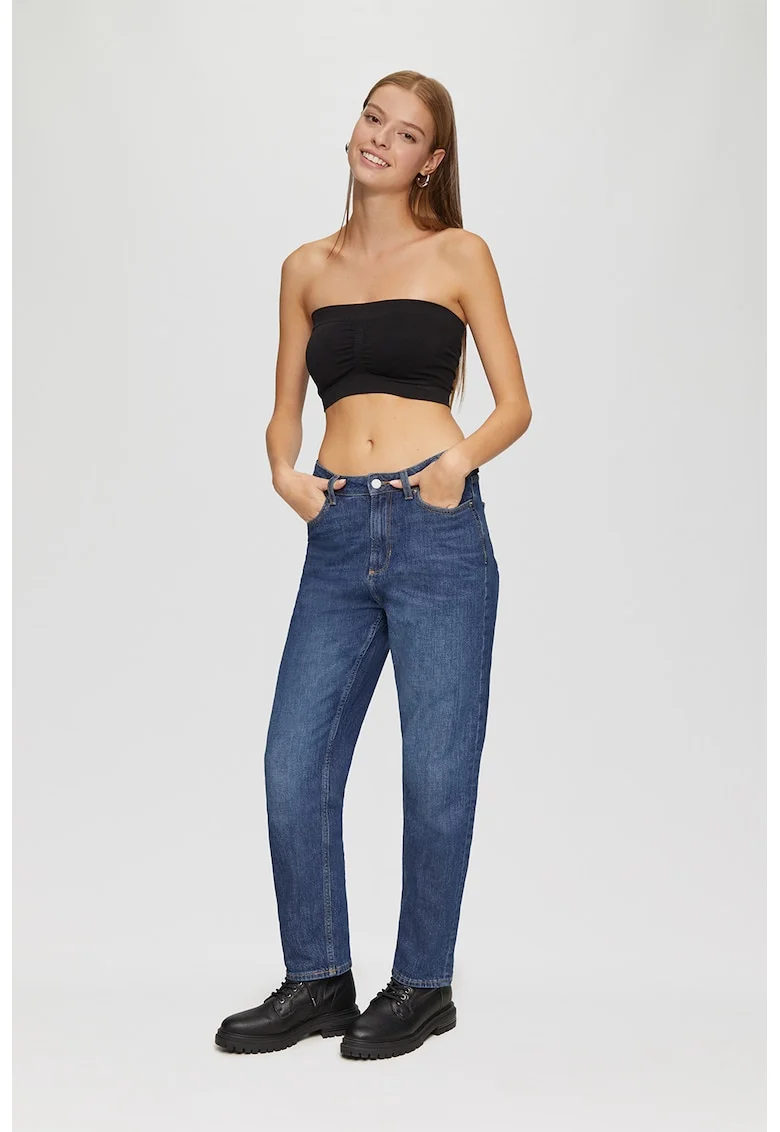 Blugi slim fit cu talie medie, Albastru inchis