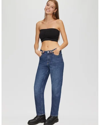 Blugi slim fit cu talie medie, Albastru inchis