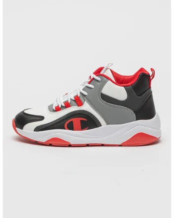 Pantofi sport mid-high din piele ecologica cu model colorblock, Rosu/Gri/Alb murdar