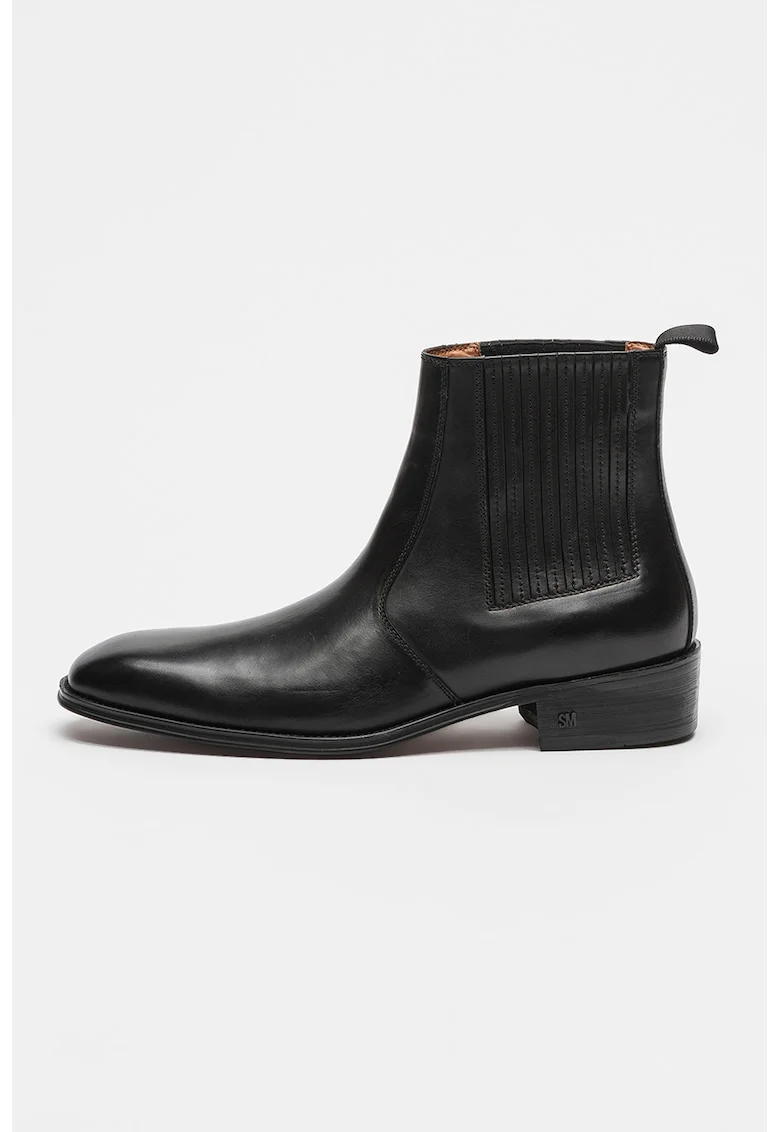 Ghete Chelsea de piele Huston, Negru
