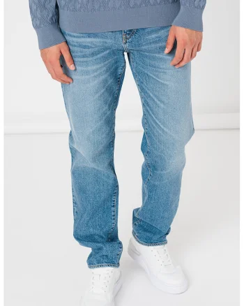 Blugi relaxed fit cu talie medie, Albastru
