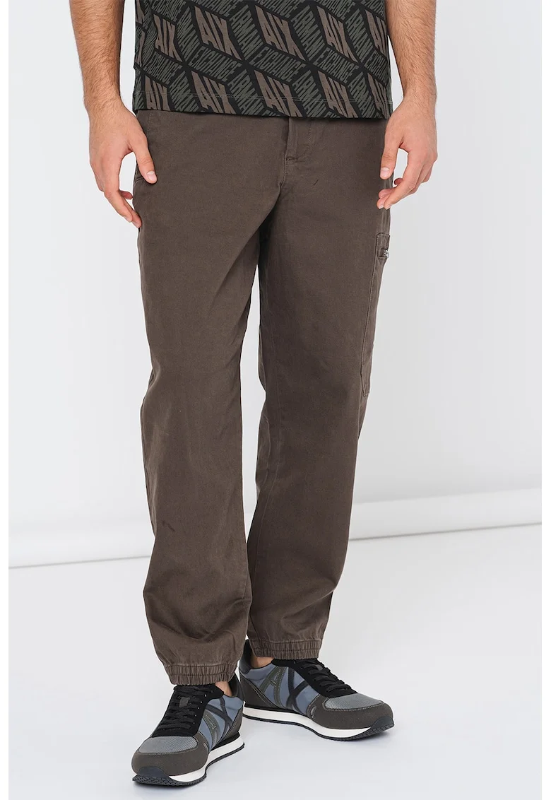Pantaloni cargo cu talie medie, Verde padure
