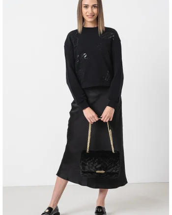 Bluza de trening cu logo, din bumbac, Negru