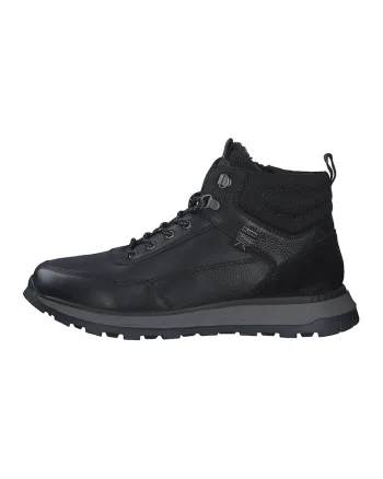 Ghete de piele cu garnituri din material textil, Negru/Gri inchis