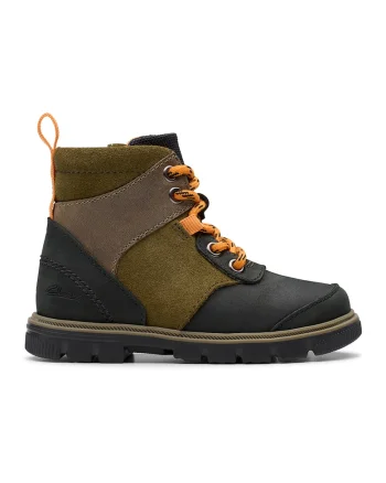 Ghete de piele si piele intoarsa Lorcam, Negru/Maro/Kaki
